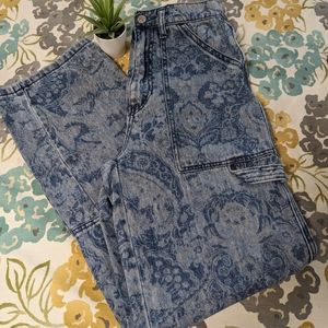 BDG High Rise Baggy Jeans with Lacy Paisley Print 26
